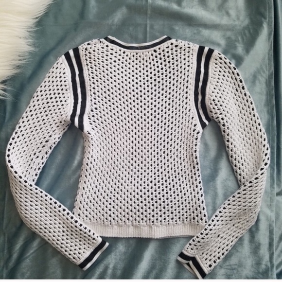 Helmut Lang open knit black & white mesh sweater - Picture 7 of 7